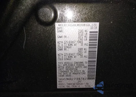 2020 Nissan Rogue Sv Intelligent Awd z USA, uszkodzony, nr VIN 5N1AT2MV8LC748782